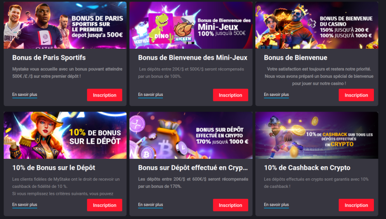 Bonuses & Promotions - Mystake Casino